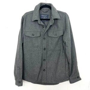 American Eagle Wool Blend Shacket Grey Flap Pocket Shirt Jacket Men's Medium